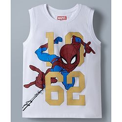 Pine Kids Marvel 100% Cotton Knit Sleeveless Tank T-Shirt & Shorts Set With Spider Man Graphic - Khaki