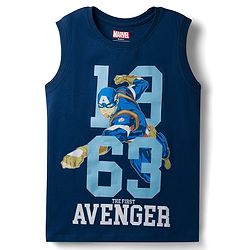Pine Kids Marvel Single Jersey Knit Sleeveless T-Shirt & Shorts Set with Avengers Graphics - Blue