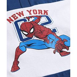 Pine Kids Marvel 100% Cotton Knit Sleeveless Tank Collar Neck T-Shirt & Shorts Set With Spider Man Graphic - Navy Blue & White
