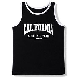 Pine Kids Cotton Knit Sleeveless T-Shirt & Shorts Set with California Print - Black