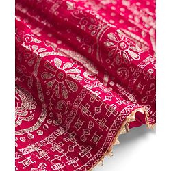 Pine Kids Woven Half Sleeves Floral Embroidered Choli Lehenga Set With Dupatta - Dark Pink