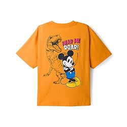 Pine Kids Disney 100% Cotton Knit T-Shirt & Shorts Set With Mickey Mouse & Friends Graphic - Orange