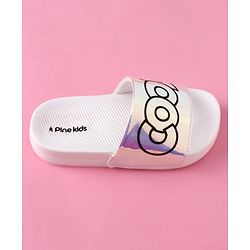 Pine Kids Text Printed Flip Flop - White