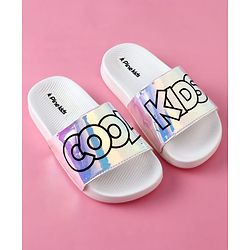Pine Kids Text Printed Flip Flop - White