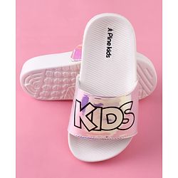 Pine Kids Text Printed Flip Flop - White