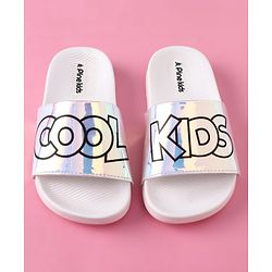 Pine Kids Text Printed Flip Flop - White