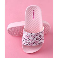 Pine Kids Heart Printed Flip Flop - Pink