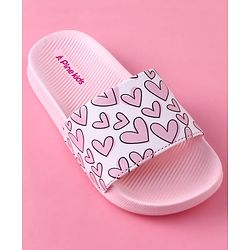 Pine Kids Heart Printed Flip Flop - Pink