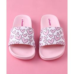 Pine Kids Heart Printed Flip Flop - Pink
