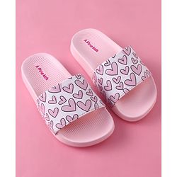 Pine Kids Heart Printed Flip Flop - Pink