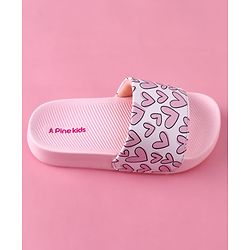 Pine Kids Heart Printed Flip Flop - Pink