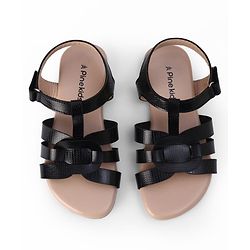 Pine Kids Solid Colour Velcro Closure Sandals - Black