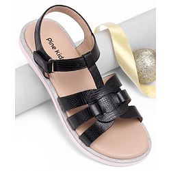 Pine Kids Solid Colour Velcro Closure Sandals - Black