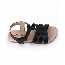 Pine Kids Solid Colour Velcro Closure Sandals - Black