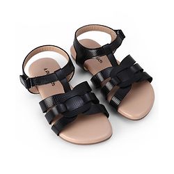Pine Kids Solid Colour Velcro Closure Sandals - Black