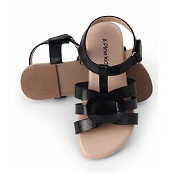 Pine Kids Solid Colour Velcro Closure Sandals - Black