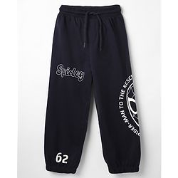 Pine Kids Marvel 100% Cotton Knit Full Length Joggers Pant With Spider-Man Graphic - Navy Blue