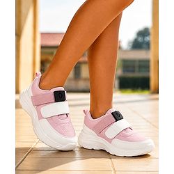 Pine Kids Velcro Closure Sneaker & Sports Shoes with Buckle - Pink