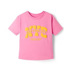 Pine Kids Cotton Knit Half Sleeves Top & Shorts Set With Text Print - Pink & Red