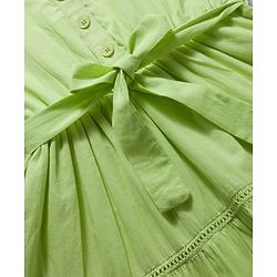 Pine Kids 100% Cotton Woven Half Sleeves Tiered Frock With Belt - Lime Green