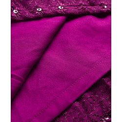 Pine Kids Woven Half Sleeves Lehenga Choli Set with Sequin Detailing & Dupatta - Violet