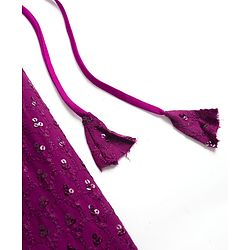 Pine Kids Woven Half Sleeves Lehenga Choli Set with Sequin Detailing & Dupatta - Violet
