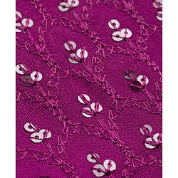 Pine Kids Woven Half Sleeves Lehenga Choli Set with Sequin Detailing & Dupatta - Violet