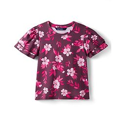 Pine Kids Cotton Knit Half Flutter Top with Floral Print - Multicolor