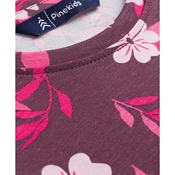 Pine Kids Cotton Knit Half Flutter Top with Floral Print - Multicolor