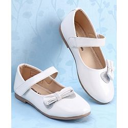 Pine Kids Velcro Closure Ballerina With Bow Applique - White