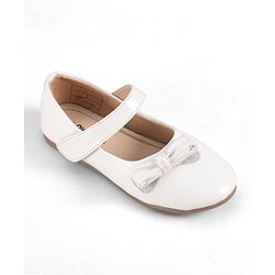 Pine Kids Velcro Closure Ballerina With Bow Applique - White
