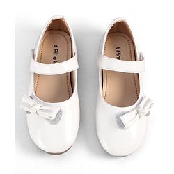Pine Kids Velcro Closure Ballerina With Bow Applique - White