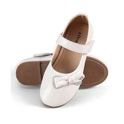 Pine Kids Velcro Closure Ballerina With Bow Applique - White