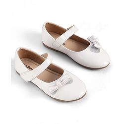 Pine Kids Velcro Closure Ballerina With Bow Applique - White