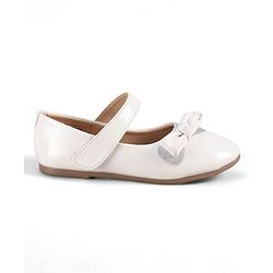 Pine Kids Velcro Closure Ballerina With Bow Applique - White