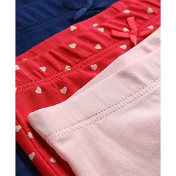 Pine Kids Cotton Elastane Knit Panties With Heart Print Pack of 3 - Multicolor