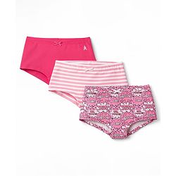 Pine Kids Cotton Lycra Knit Striped & Printed Panties Pack of 3 (Color May Vary)