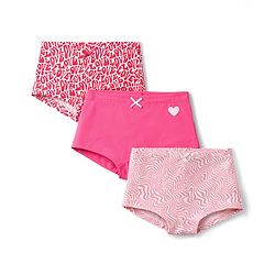 Pine Kids Cotton Elastane Knit Panties With Love & Heart Print Pack of 3 - Multicolor