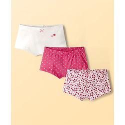 Pine Kids Cotton Elastane Knit Panties With Heart Print Pack of 3 - Multicolor