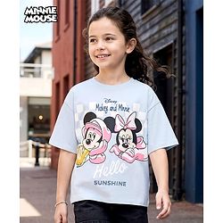 Pine Kids Disney Half Sleeves T-Shirt With Minnie Mouse & Friends Graphics - Blue