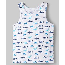 Pine Kids Cotton Lycra Knit Sleeveless Vests With Shark Print Pack of 3 - Multicolor