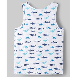 Pine Kids Cotton Lycra Knit Sleeveless Vests With Shark Print Pack of 3 - Multicolor