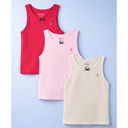 Pine Kids Cotton Lycra Knit Sleeveless Solid Vests Pack of 3 (Color May Vary)