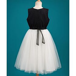 Pine Kids Mesh Woven Sleeveless Party Dress with Sequin Detailing & Floral Applique - Black