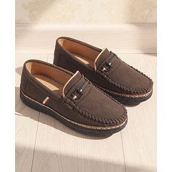 Pine Kids Slip On Formal & Party Wear Loafers With Applique -Dark Brown