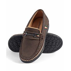 Pine Kids Slip On Formal & Party Wear Loafers With Applique -Dark Brown