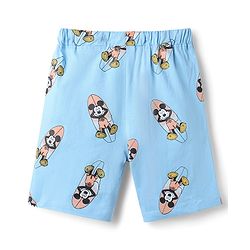 Pine Kids Disney Single Jersey Knit Half sleeves T-shirts & Shorts Night Suit With Mickey Mouse Print - Light Blue