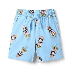 Pine Kids Disney Single Jersey Knit Half sleeves T-shirts & Shorts Night Suit With Mickey Mouse Print - Light Blue