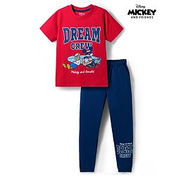 Pine Kids Disney Single Jersey Knit Half Sleeves T-Shirt Pyjama Night Suit With Mickey & Donald Print - Multicolour