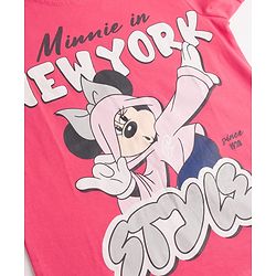 Pine Kids Disney 100% Cotton Knit Half Sleeves T-Shirt & Shorts Night Suit With Minnie Mouse Graphics-Multicolor